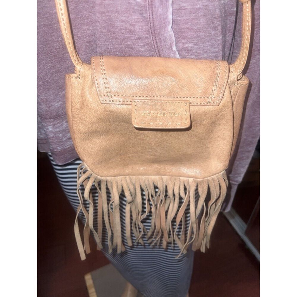 Juicy Couture Brown Goat Leather Fringe Crossbody Purse - Picture 5 of 13